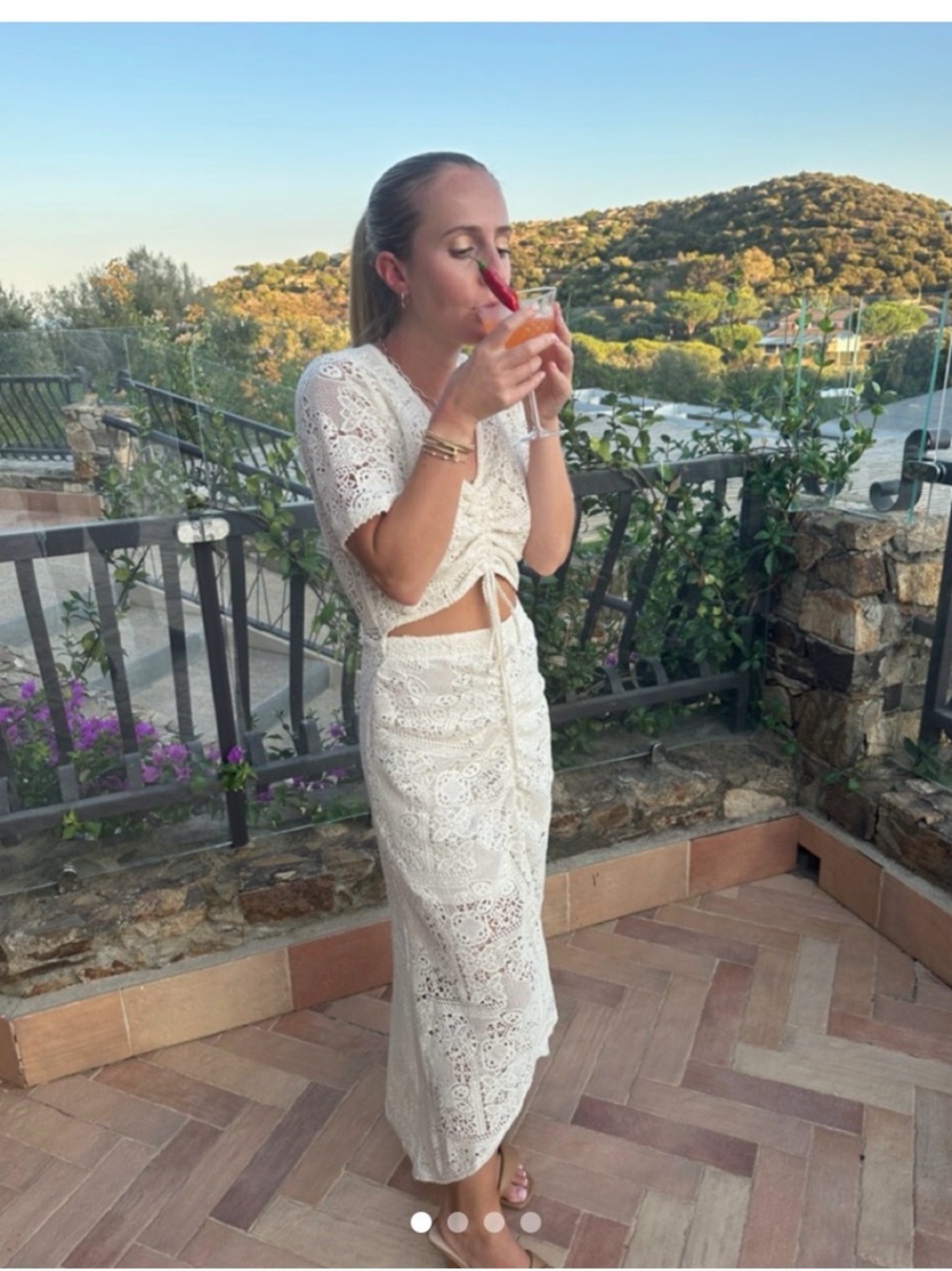 Maje White Crochet Lace Midi Dress